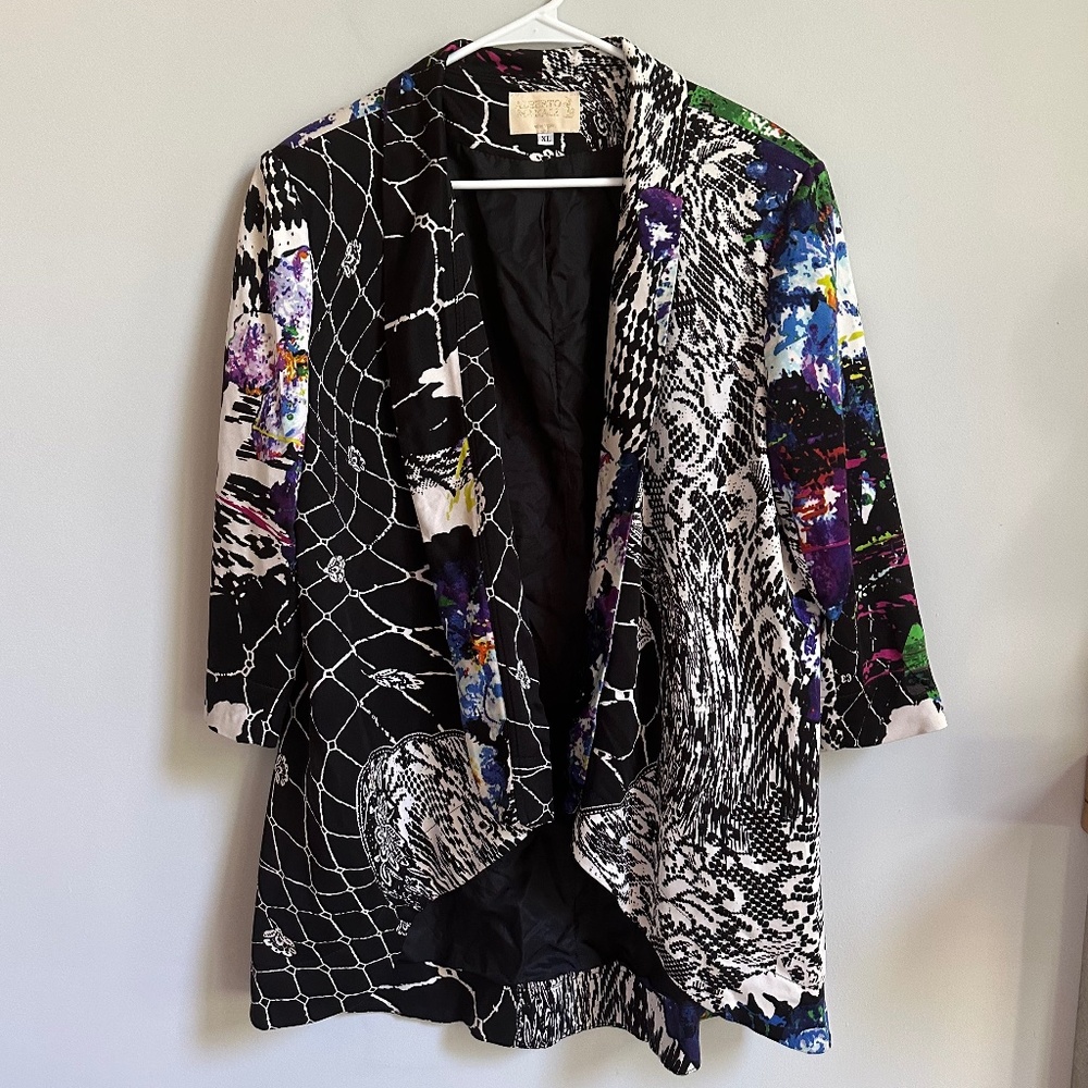Alberto Makali Abstract Printed Open Front Blazer - image 1